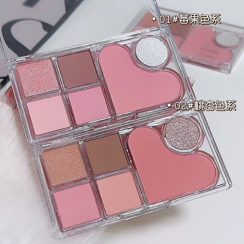 Bảng Phấn Mắt 6 Ô Bắt Sáng Kèm Má Hồng siêu xinh XIAOYUMI (B7) 3