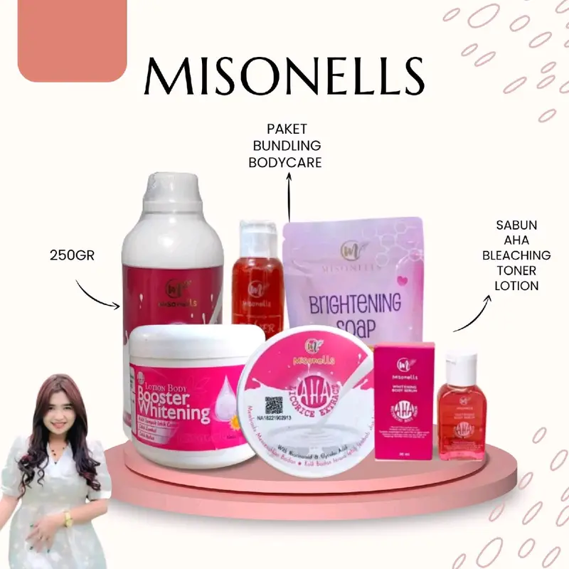 PAKET Bodycare Misonells Bleaching Licorice& aha + Lotion Mencerahkan 1