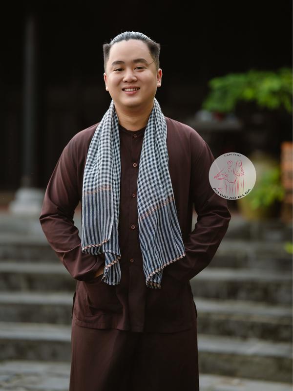 Bộ bà ba nam vải kate truyền thống màu nâu bigsize