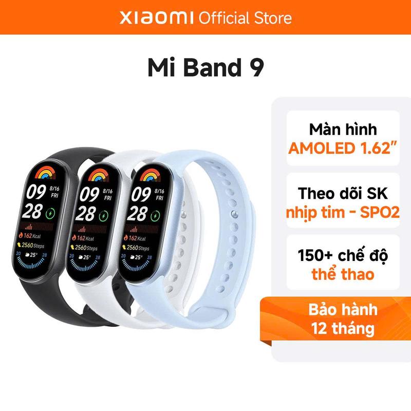 Vòng Đeo Tay Thông Minh Miband 9 Theo Dõi Sức Khỏe Màn Hình AMOLED Nhiều Màu Sắc Thời Trang Set Mặt Đồng Hồ Chủ Động - Bản Quốc Tế Bảo Hành 12 Tháng