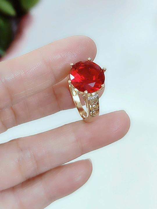 Product Introduction of Nhẫn kim tiền hột màu 12li đồng đỏ không xi màu miền tây 8