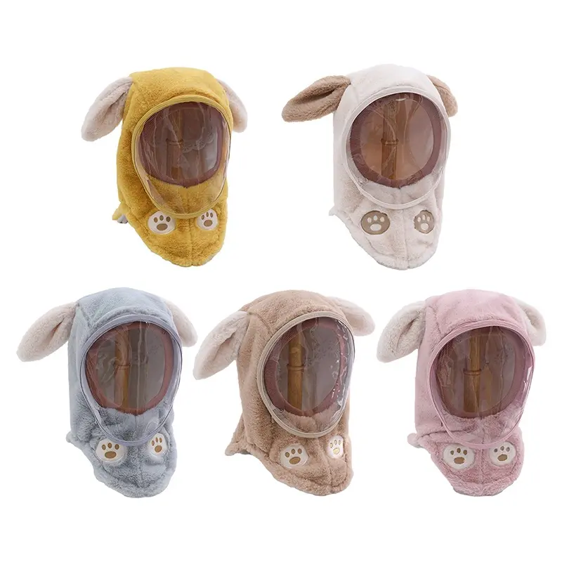 (Set Mũ + Kính Chắn Gió) Trùm Đầu và Cổ Bằng Vải Lông Cừu Mềm Mại Giữ Ấm Cho Bé Từ 3-12 Tuổi 7