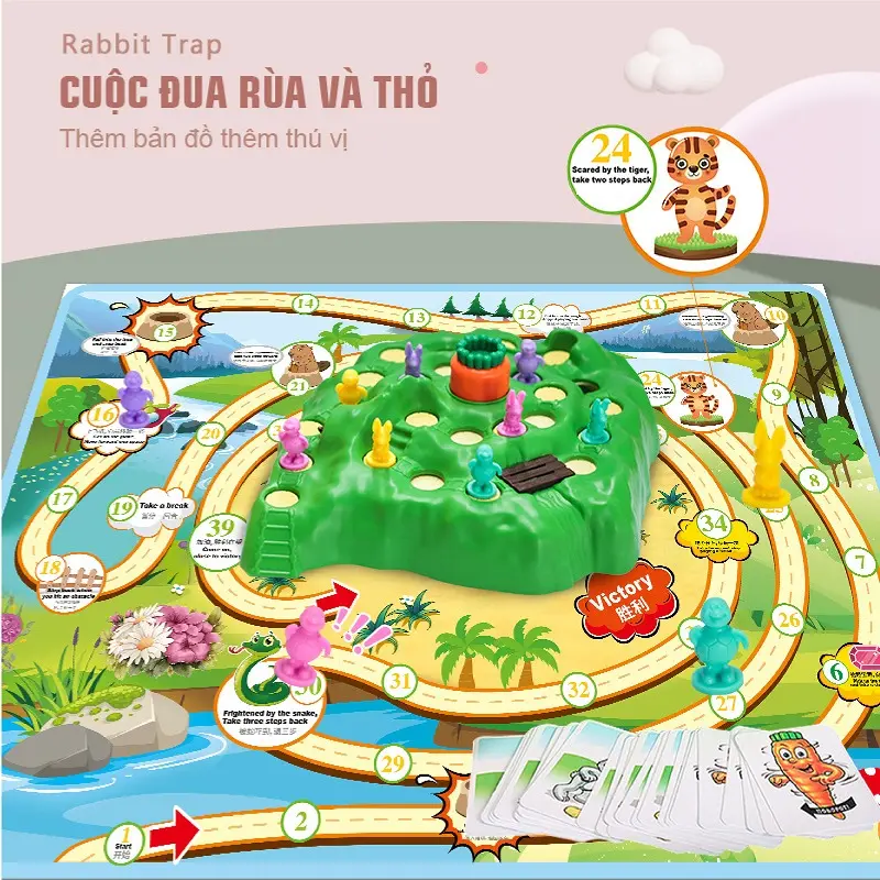 Đồ Chơi Đường Đua Thỏ Bẫy Thỏ Có Bản Đồ Trò Chơi Thông Minh Tăng Tính Tương Tác Gia Đình Board Game 2
