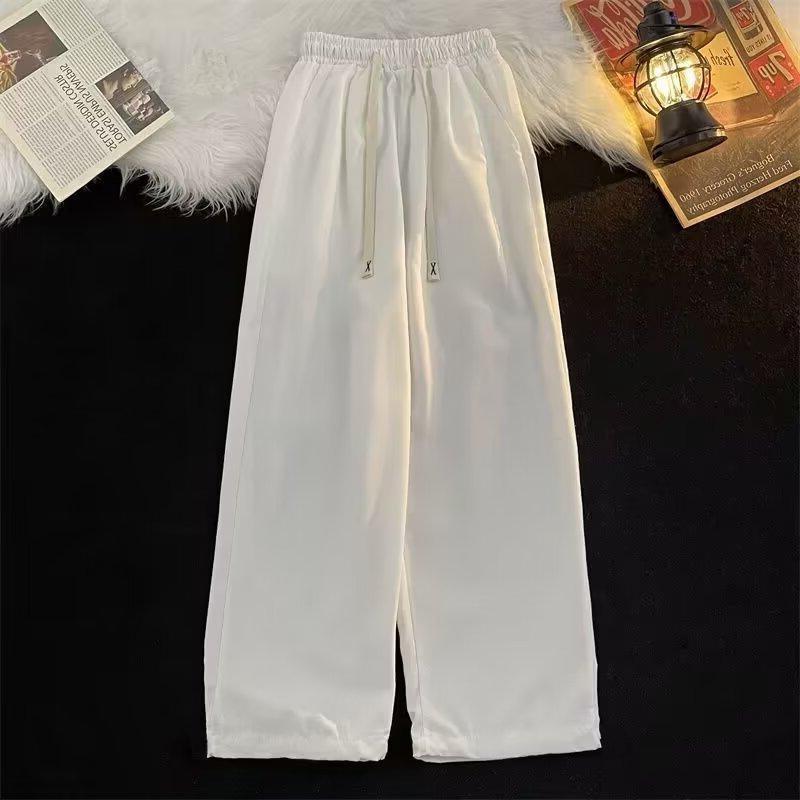 Quần Ống Rộng Cotton Dày Dặn Nam Nữ Phong Cách Hàn Quốc, Quần Dài Dáng Suông Cho Nam Nữ Menswear Cotton Pants Trắng