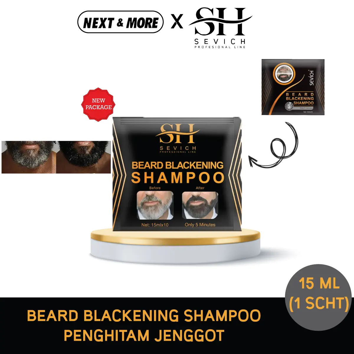 Beard Shampo Pewarna Jenggot Menghitamkan Kumis Brewok Hitam Natural Sevich Ori
