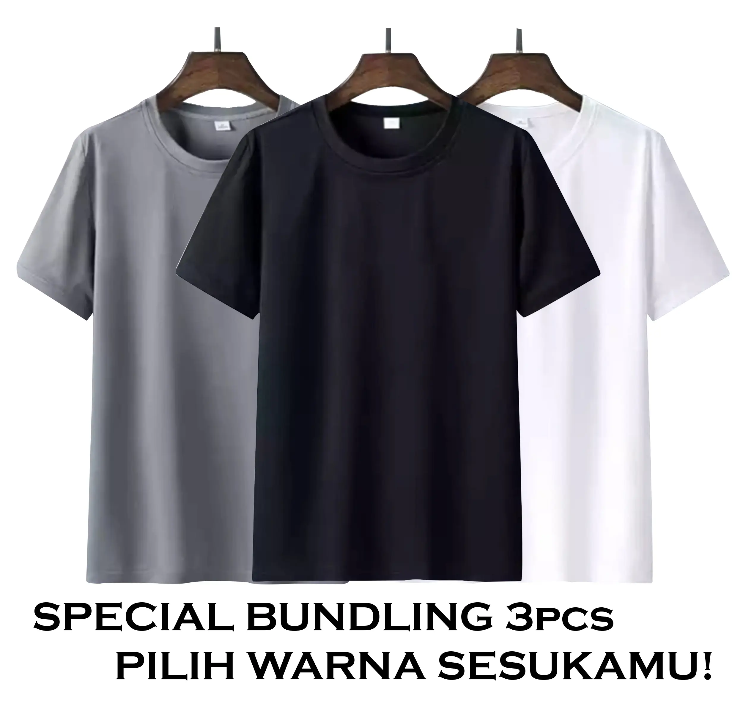 BUNDLE 3pcs KAOS POLOS PILIH WARNA SEKUKAMU T-SHIRT PRIA LENGAN PENDEK KAOS OBLONG