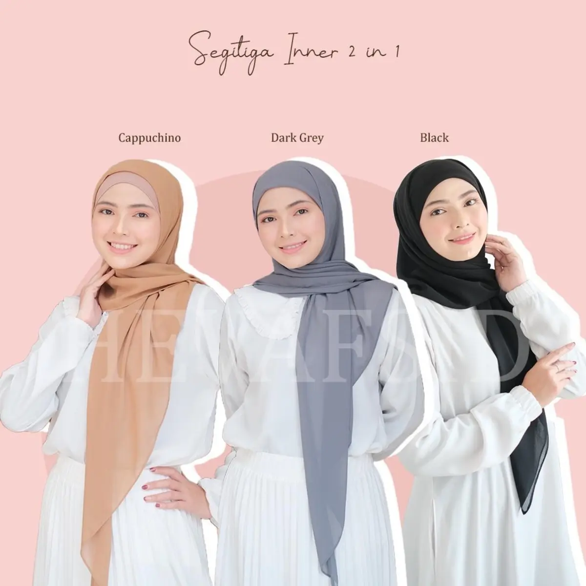 Heva - Jilbab Segitiga Inner 2IN1 Ceruty Babydoll / Jilbab Segiempat + Inner Panjang Muslim Kerudung Instan