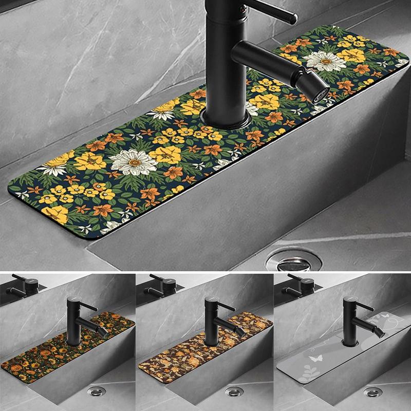 Product Introduction of Diatomite Faucet Draining Mat Useful Splash-proof Multifunction Sink Splash Mats Convenient Quick Dry Drying Mat for Kitchen Bathroom Supplies 12