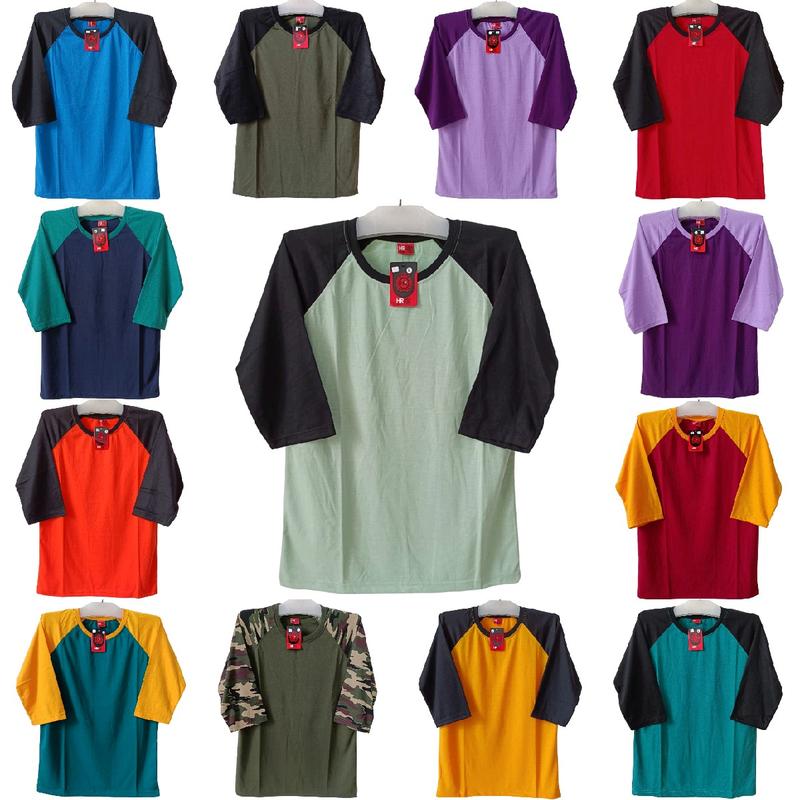 kaos polos reglan pria wanita (unisex) lengan 3/4 uk M L XL XXL Nyaman Tebal Oblong Santai Baju Dewasa Seragam Katun Atasan 1