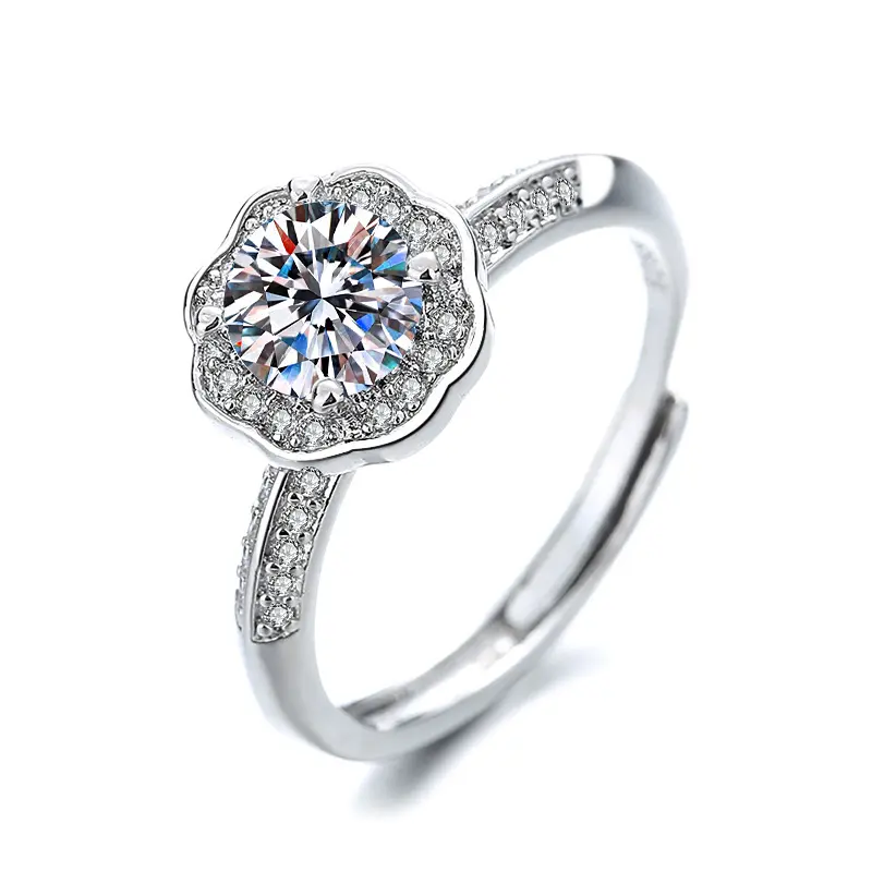 Nhẫn Moissanite, Độc Đáo Nữ, Cao Cấp, Không Phai Màu, Nhẫn Cặp Đôi Đám Cưới, Nhẫn Một Carat Cầu Hôn, Trang Sức Zircon 4