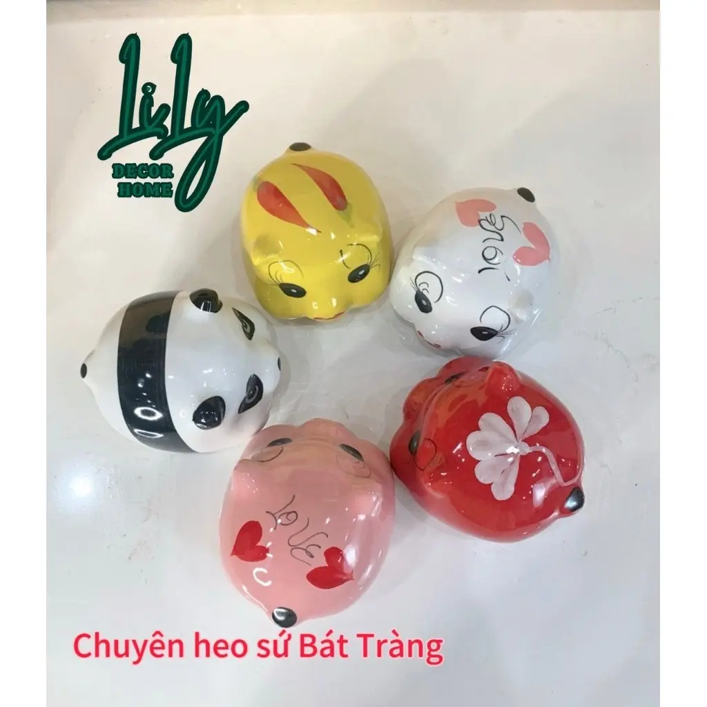 Ống sứ mini lỗ tròn Tiết Kiệm-Lợn Đất-heo sứ đỏ,vàng,hồng,trắng- Ống đựng tiền LiLy Decor Home