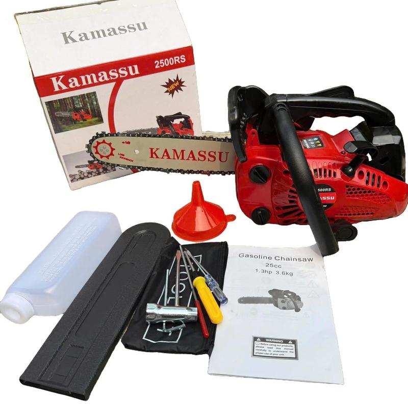 Máy cưa xích chạy xăng tay cụt KAMASSU mini cầm tay 25cc máy cưa xích cưa gỗ nhẹ khỏe