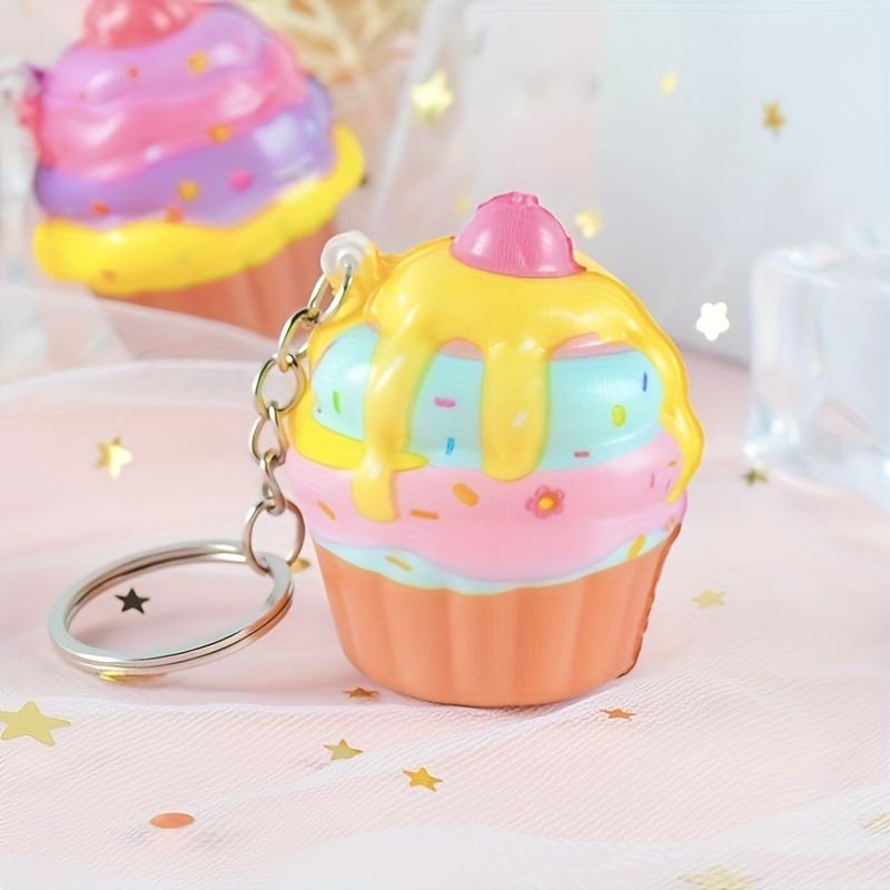 Product Introduction of Cute Ice Cream Keychain Set: Stress Toy, Ice cream Shape Squishes Toy, PU Sensory Fidget Toys Cute Cartoon Key Rings For Kids' Parties And Goodie Bags 4