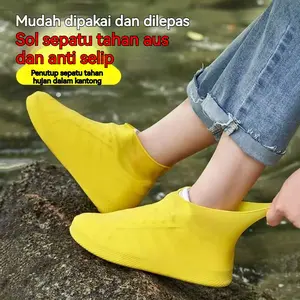 Pelindung sepatu hujan tahan air, anti selip, tebal, dan tahan aus / Bahan lateks tebal / Cocok untuk dewasa dan anak-anak