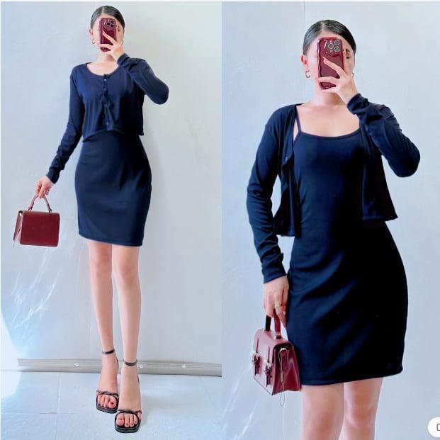 Product Introduction of Magic 2 in 1 Knitted Long Sleeve Blazer w/ working buttons Casual Dress for Women 15