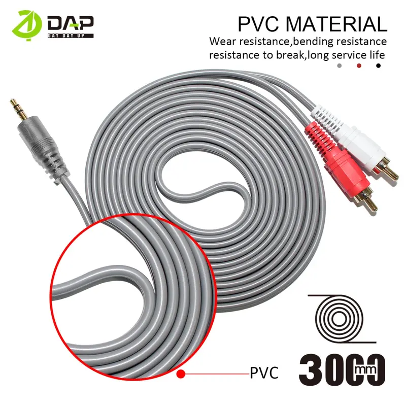 DAP Kabel Audio aux 2 in 1 Jack 3.5mm to RCA hitam 3 meter Accessories Speaker - Original by DAP 6