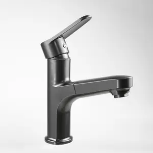 YAJU Keran Air Wastafel Tarik Dapat Ditarik Kamar Mandi dengan Pencampuran Air Dingin Panas, Anti Percikan, Keran Teleskopik untuk Wastafel Kamar Mandi