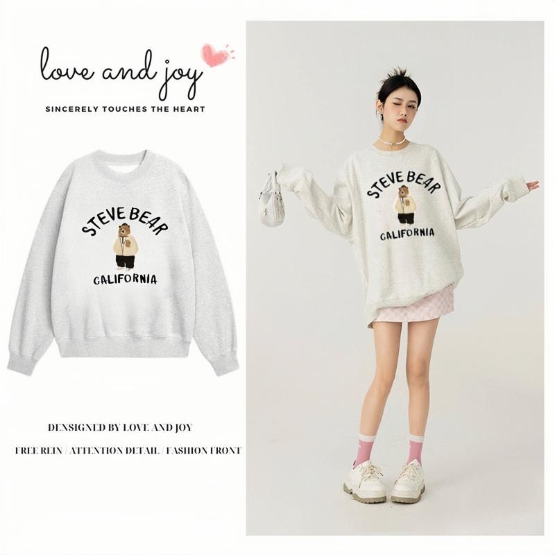 (Love and joy) Áo sweater nam nữ in hình form rộng cổ tròn tay dài vải nỉ bông cotton mềm mịn phong cách Unisex M17 0