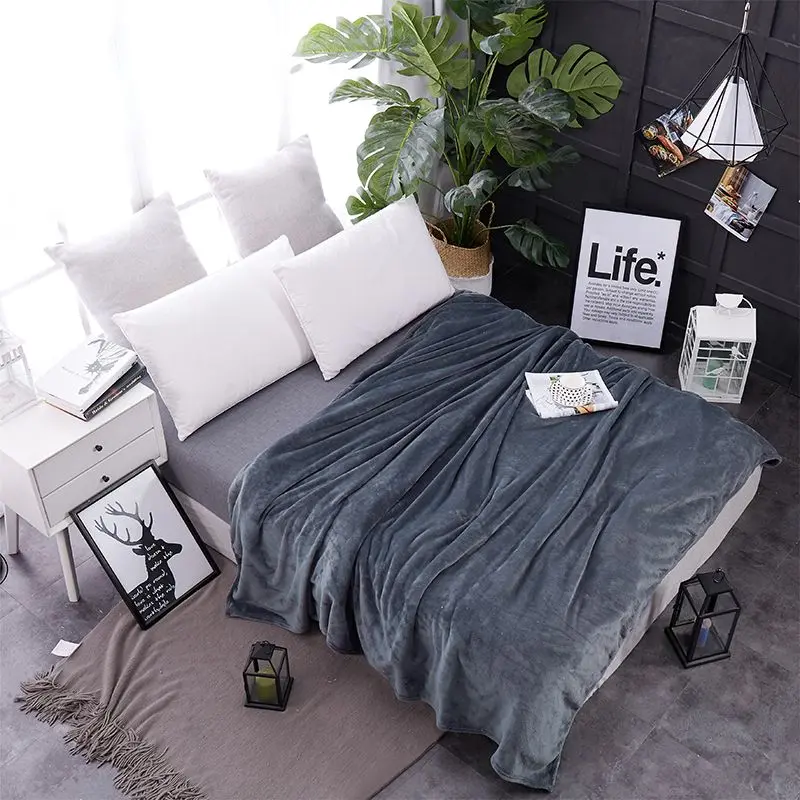 Chăn Len vải nỉ Màu Trơn Chăn Lông Cừu San Hô, Chăn Thường Ngày Chăn Sofa, Chăn Mùa Hè Mỏng, Chăn Điều Hòa Không Khí, Thích Hợp Làm Ga Trải Giường Năm 2024