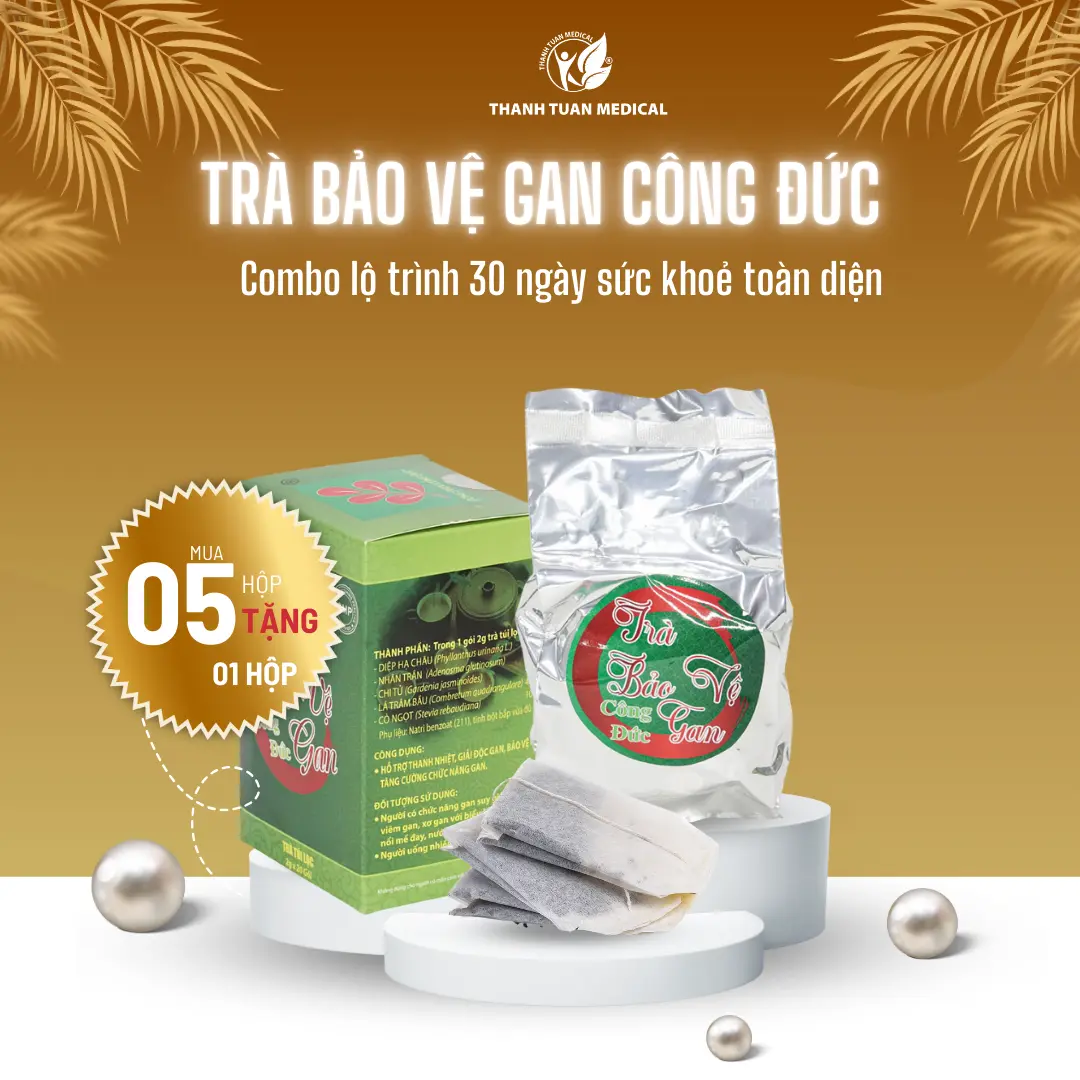 Combo 5 tặng 1 hộp Trà Bảo Vệ Gan Công Đức - Thanh nhiệt, giải độc gan Tea Nước Trà