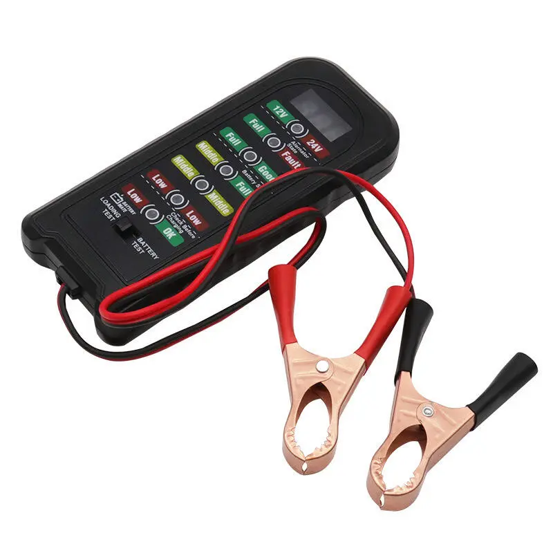 Battery Tester Portable Car Battery Tester 12V/24V Battery Tester Clip Model