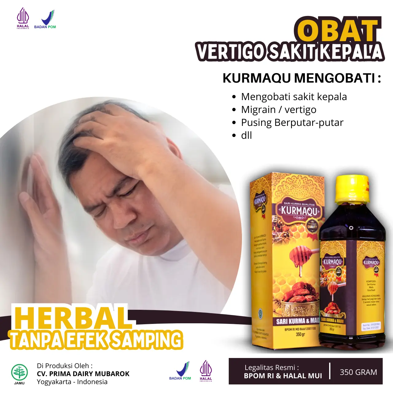 Madu Vertigo Sakit Kepala Sebelah Kanan / Kiri / Belakang Pusing Kepala Terus Menerus Kliyengan Berputar Mual Dan Muntah