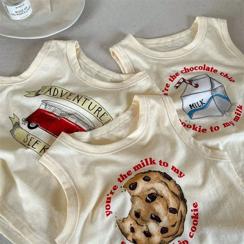 Áo Vest In Hình Hoạt Hình Cho Trẻ Em, 100 Cỡ Trẻ Em, Dành Cho Bé Gái Và Bé Trai, Cotton Nguyên Chất, Áo Thun Không Tay Mới Mùa Hè, Áo Thường Ngày Cho Em Bé, Được Đánh Giá Tích Cực Năm 2025