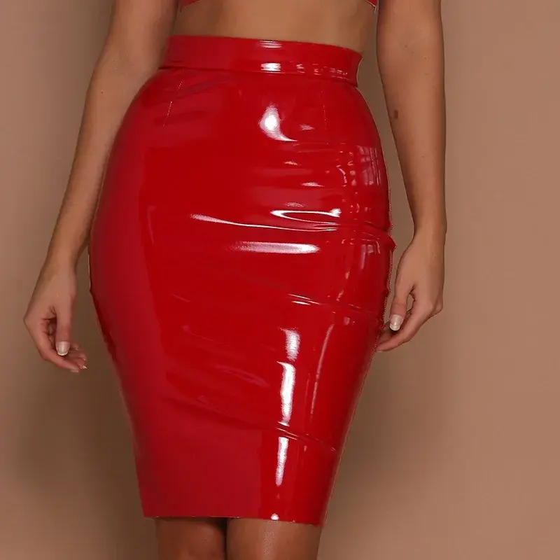 Fashionable Elegant Shiny Waist Bag Women Half Skirt Pu Leather Shorts Trendy Commuting Style Young Girls 1