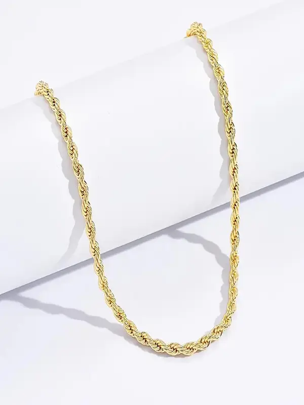 Men's Simple Plain Twisted Rope Design Stainless Steel Necklace, Minimalist Necklace, Street Hip Hop Party Accessories Luxury Jewelry, Necklaces Men 2