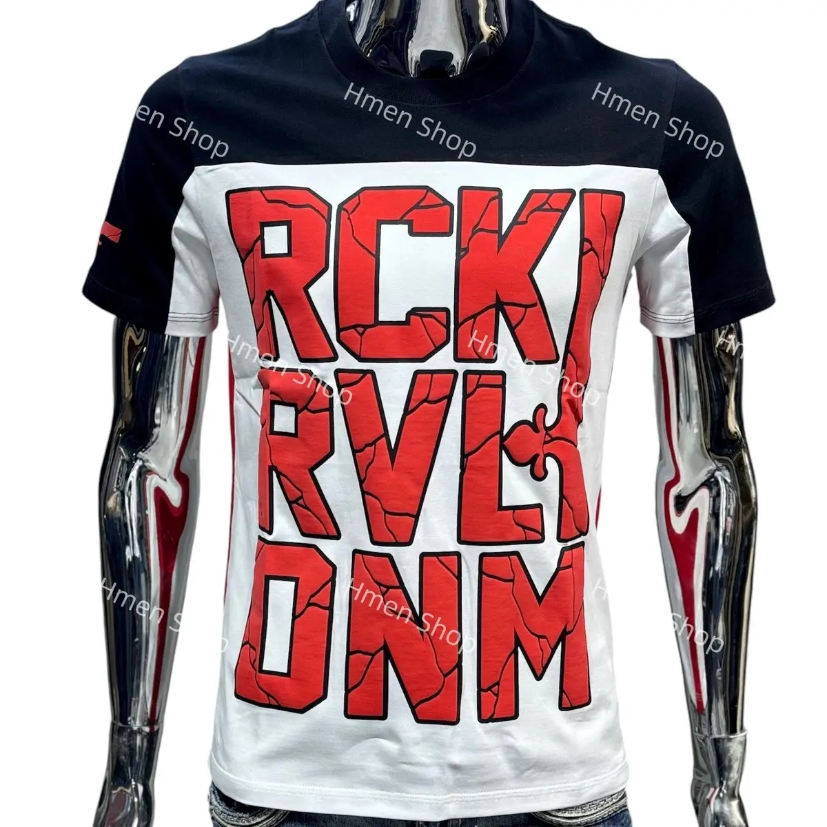 Áo Thun Rock Revival RDM Trắng Chữ Đỏ RR02 Menswear Nam Cổ Tròn Cotton Nhung