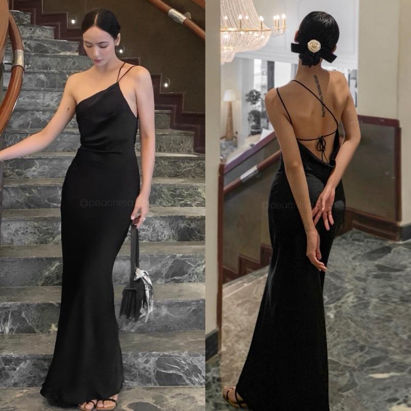 Hera dress - Đầm lụa vai lệch lưng đổ | Peachtea Corner Nữ Women 2