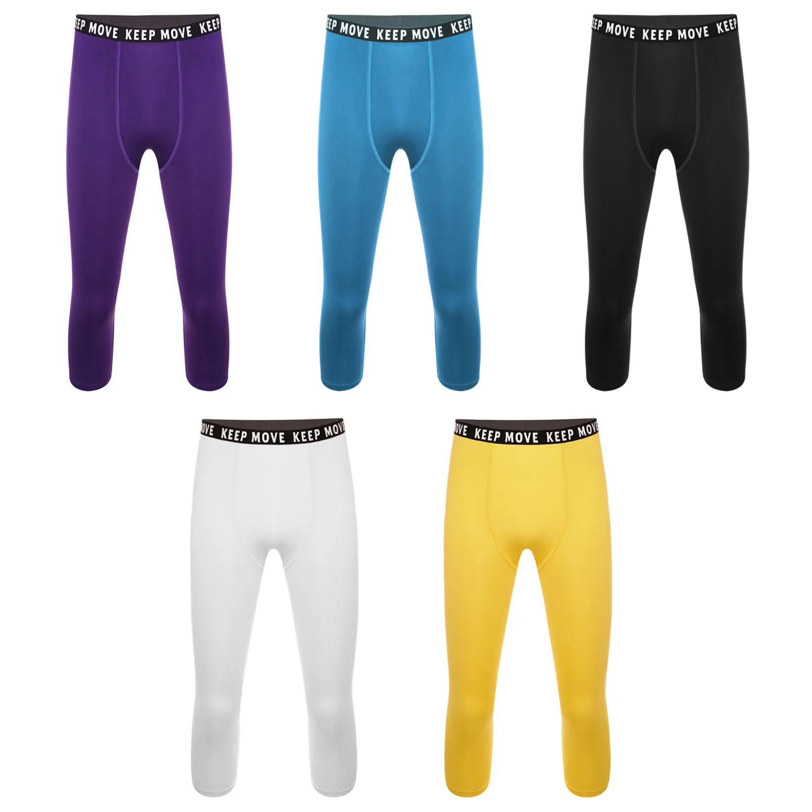 Mufeng Mens Quick Dry Compression Tights Base Layer Athletic Pants Calf Length Legging Workout Running Jogger Sweatpants