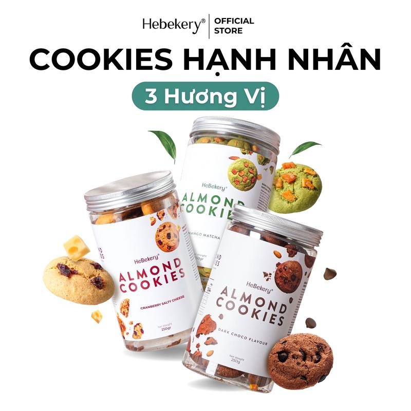 Cookies Hạnh Nhân Nguyên Cám 3 Vị Dark Choco - Mango Matcha - Cranberry Salty Cheese - Bánh Cookies Ăn Vặt HeBekery by HeBe Snack Food Thức Ăn Bánh Quy Socola  Sô Cô La Chocolate