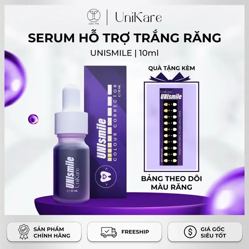 Serum Trắng Răng Unismile Unikare -  Hỗ trợ cải thiện vết ố vàng răng, làm sạch mảng bám trên răng 10ml Nữ Nam 6