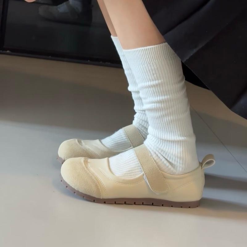 Giày Sandal Đế Lười Giày Mary Jane Quai Dán Đế PVC Mềm Giày Cao ~ 1.5cm