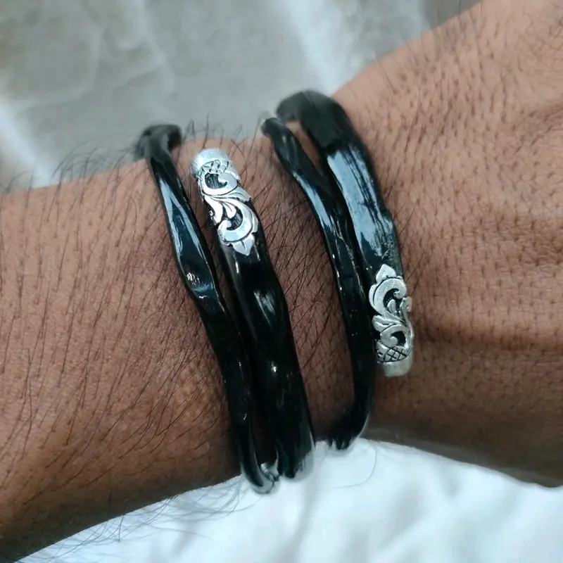 gelang akar Bahar hitam lentur minimalis Asesoris Elegan 3