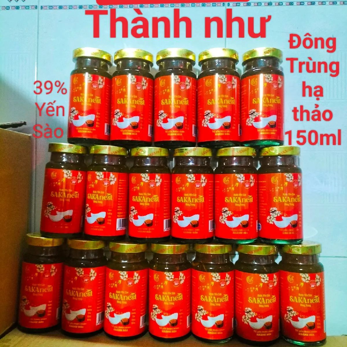 combo 20 lọ yến chưng Đông trùng hạ thảo sakanest 150 ml 39 % yến tươi dành cho người lớn không hộp