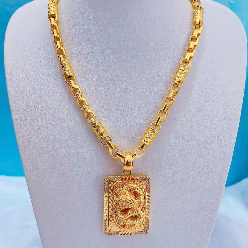 dây chuyền nam trụ rồng kèm mặt rồng nổi 3d khóa hộp khắc 18k VIP Trang Sức Jewelry Vòng Cổ Chain