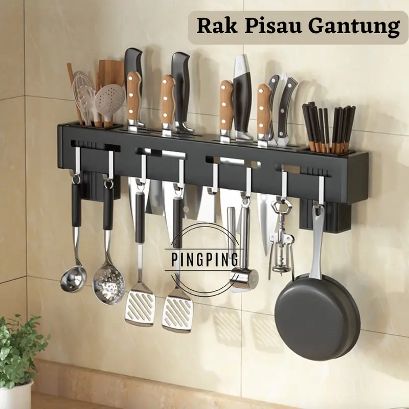 PINGPING - Rak Dapur Gantung Stainless / Rak Pisau Gantung / Rak Sendok Garpu Gantung 0