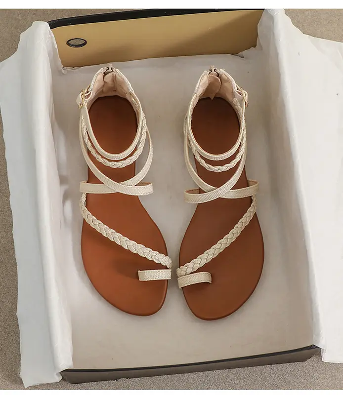 [Chính hãng]Giày sandal chiến binh nữ boho XIANGLV basic sang trọng 1.5cm, sandal nữ xỏ ngón, giày dây NH30 - Lenbychia 6