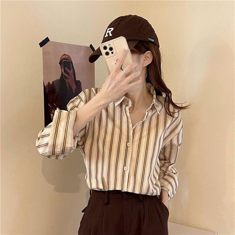 Product Introduction of Áo Sơ Mi Sọc Dọc, Dành Cho Nữ, Bộ Đồ Mùa Thu, Áo Sơ Mi Lớp Cơ Sở Bên Trong, Áo Sơ Mi Áo Bó Sát Sang Trọng, Đầu Thu 2022 Hàng Mới Về 9