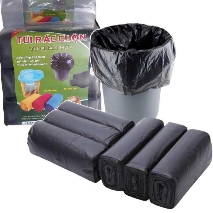 12 Cuộn ( 4 bịch ) Túi đựnġ Rác Đen kícḣ Thước Lớn (sizetrung ) 55x65cm Tự Phân Hủy, Thân Thiện Với Môi Trường LN
