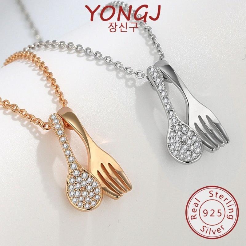 Product Introduction of New Fashion 925 Silver Diamond Spoon Fork Necklace for Women 17
