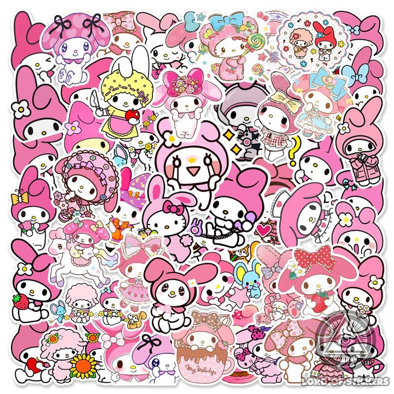 Set 50 Hình Dán Sticker My Melody Cute Nhân Vật Hoạt Hình Dễ Thương Chống Thấm Nước Trang Trí Mũ Bảo Hiểm, Laptop, Sổ