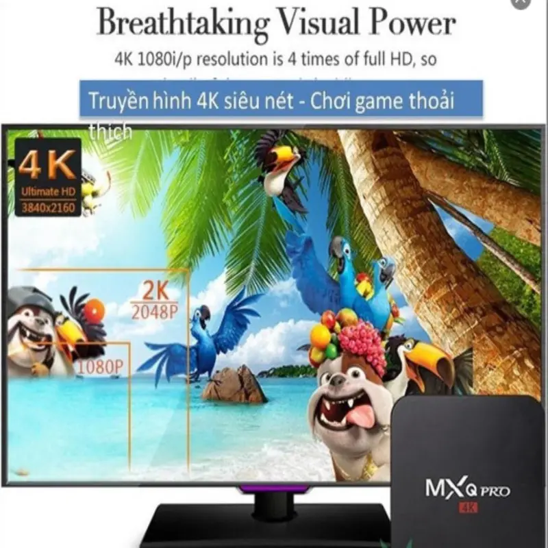 Androi TV Box MXQ 4K Pro /TX3 Mini 2G+16G Chipset xịn Tích hợp FPT Play - Biến TV thường thành Smart TV Màn Hình 7