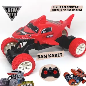 MAINAN ANAK RC Remote Control Mobil ROCK CLIMBER CRAWLER OFFROAD MOTIF SHARK HIU