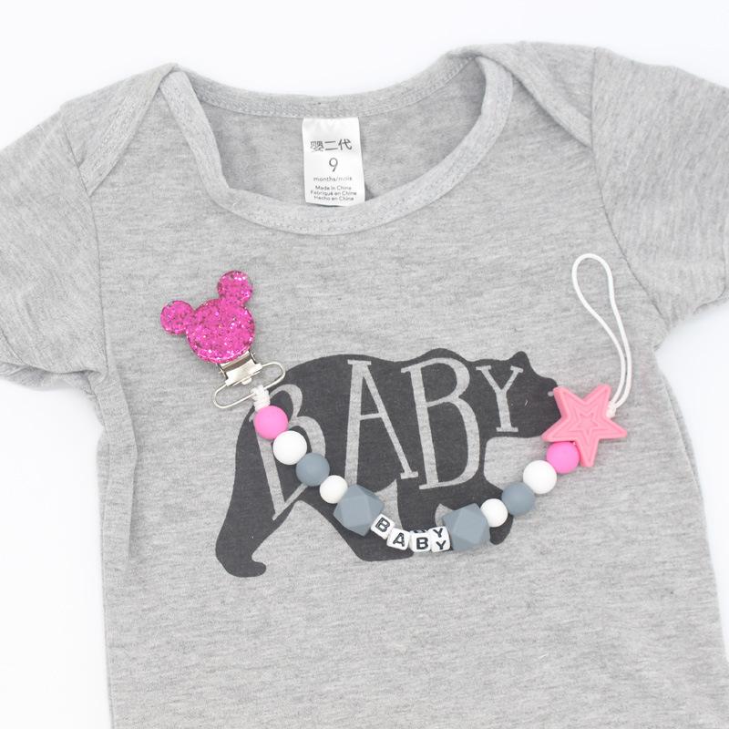 Personalized Ustomizable Baby Name【4-6 Letters Free】Pacifier Clips Chain Chew Silicone Soother Chains Baby Teething Pendant Gifts 8