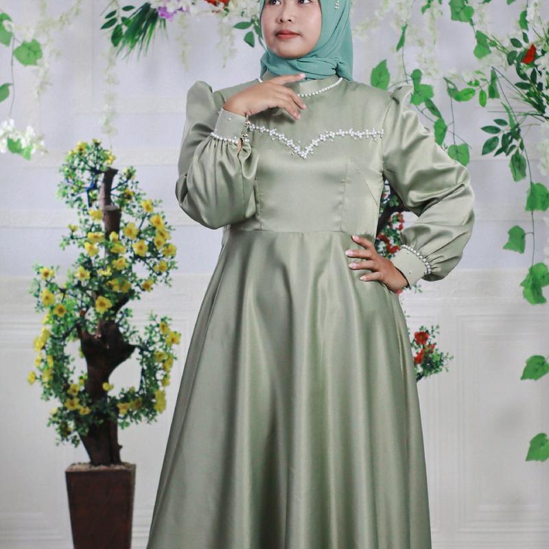 claudy dress satin premium - gaun pesta muslimah gaun kondangan dress wanita muslimah dress kondangan lamaran terlaris Nyaman 2