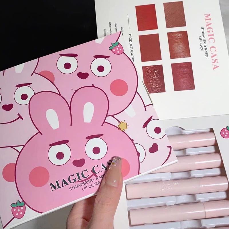 Set 6 Cây Son Kem Lì Magic Casa Thỏ Hồng Lâu Trôi 4