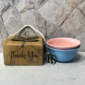 Souvenir ( isi 50 ) Mangkok Sambal Bulat Warna Warni Kemasan Box Rustic + Tali Souvenir Pernikahan
